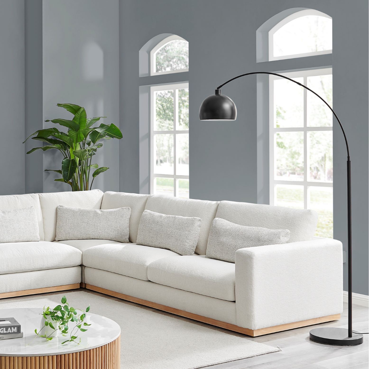 White sectional sofa on a white background