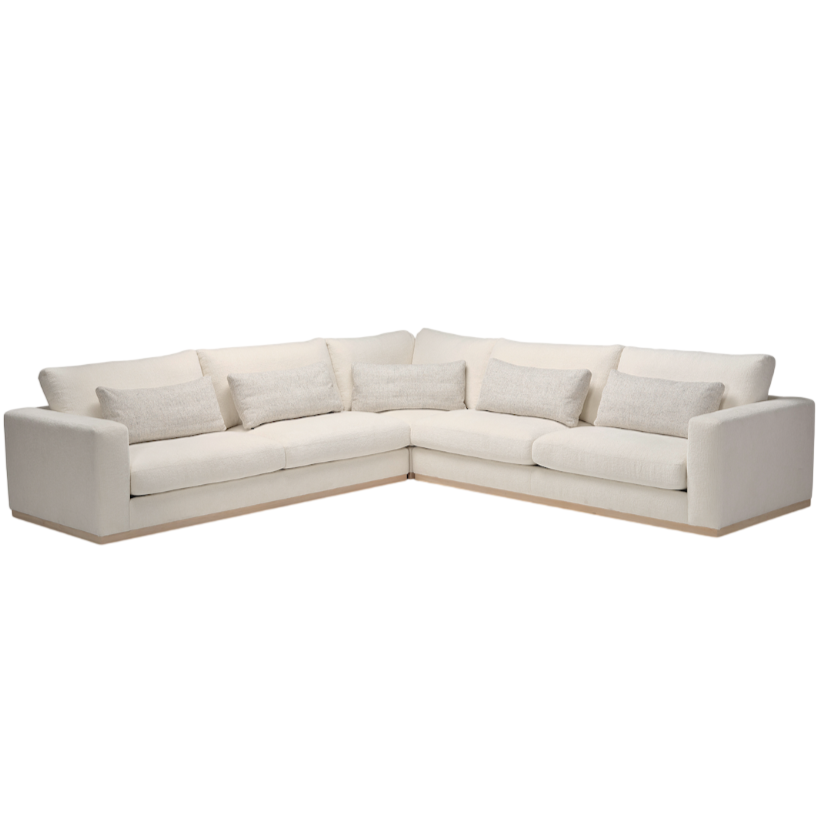 White sectional sofa on a white background
