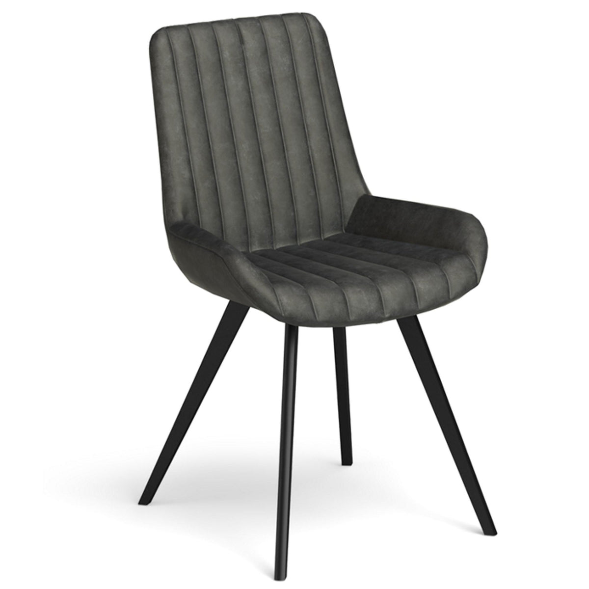 Dark gray chair with black legs on a white background