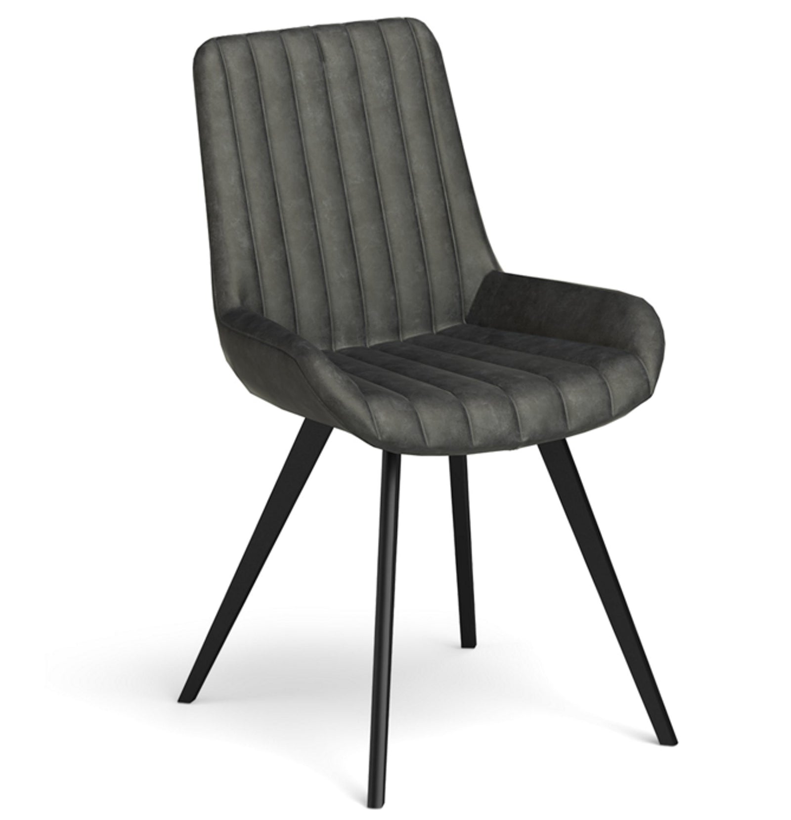 Dark gray chair with black legs on a white background