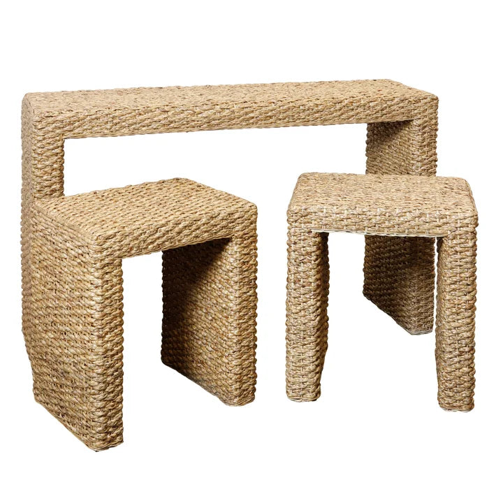 Wicker Sofa Table and Stools