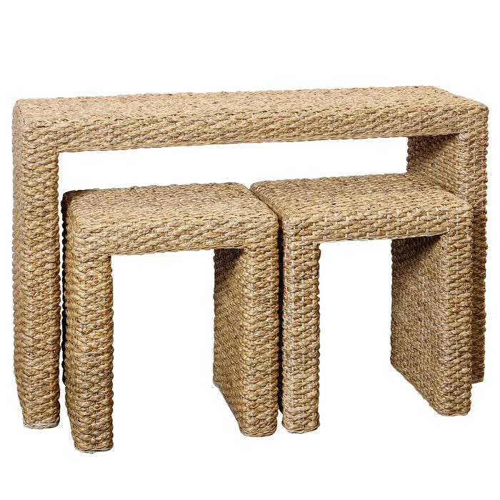 Wicker Sofa Table and Stools