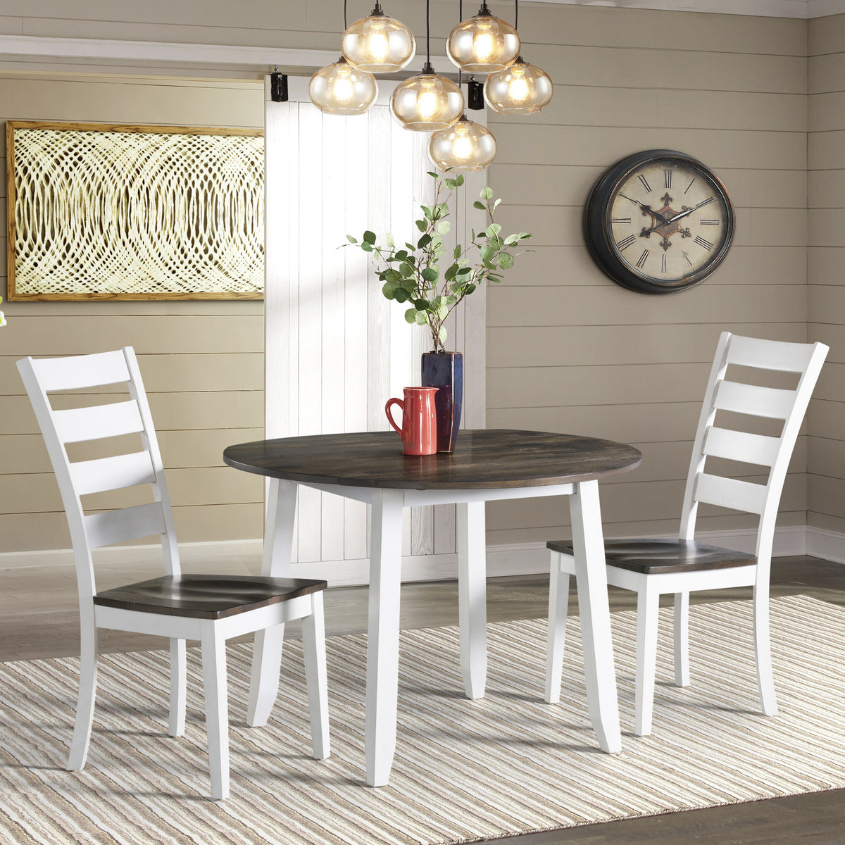 Intercon Kona Drop Leaf Dining Table in Grey and White